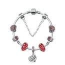 Red Zircon Beaded Christmas Tree Pendant Alloy Bracelet(20cm)