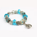 Vintage Crystal Zircon Beaded Bracelet with Hollow LOVE Alloy Pendant, Adjustable Snake Chain Bracelet(17cm+5cm)