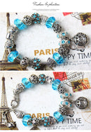 Vintage Crystal Zircon Beaded Bracelet with Hollow LOVE Alloy Pendant, Adjustable Snake Chain Bracelet(17cm+5cm)