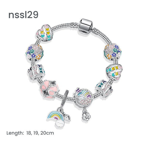 11 Styles Charm Bracelets Set,Colorful Alloy & Glass Beaded Bracelets(double)