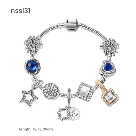11 Styles Charm Bracelets Set,Colorful Alloy & Glass Beaded Bracelets(double)