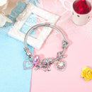 Cute Heart-shaped Beaded Bracelet with Rhinestones(18cm)