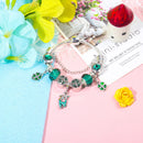 Colorful Cat Eye Glass Bead Clover Pendant Bracelet(17cm)