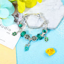 Colorful Cat Eye Glass Bead Clover Pendant Bracelet(18cm)
