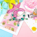 Colorful Cat Eye Glass Bead Clover Pendant Bracelet(20cm)