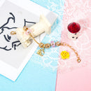 Sweet Style Crystal Rhinestone Gold Star Moon Pendant Cute Pink Bead Bracelet(18cm)