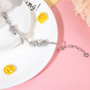 Adjustable Lobster Clasp Bracelet with Zircon Hollow Ball, Square, Flower & Heart Key Charms(18cm)