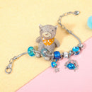 Cartoon Ocean Theme Bracelet with Octopus, Jellyfish, Crab Charms & Crystal Rhinestone Beads(18cm)