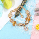 Golden Heart Zircon Hollow Bead Bracelet with Rhinestone Pendant(17cm)