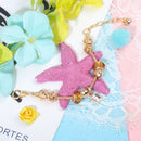 Golden Heart Zircon Hollow Bead Bracelet with Rhinestone Pendant(19cm)