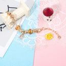 Golden Heart Zircon Hollow Bead Bracelet with Rhinestone Pendant(21cm)