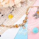 Golden Heart Zircon Hollow Bead Bracelet with Rhinestone Pendant(21cm)