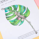 Chic Pink Crystal Beaded Bracelet with Magnolia & Star Pendant(20cm)