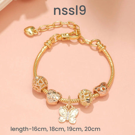 10 Styles Charm Bracelets Set: Colorful Alloy & Glass Beaded Bracelets, Adjustable Length 16-24cm(triple)