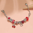 Charm Bracelet with Butterfly & Crystal Heart, Zinc Alloy(red,16cm)