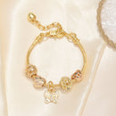 Hollow Beads Butterfly Heart Charm Bracele(yellow,19cm)