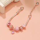 Rhinestone Daisy & Hollow Heart Charm Bracelet - Minimalist Fashion Zinc Alloy Electroplated Jewelry(20cm)