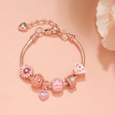 Rhinestone Daisy & Hollow Heart Charm Bracelet - Minimalist Fashion Zinc Alloy Electroplated Jewelry(20cm)
