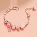 Rhinestone Daisy & Hollow Heart Charm Bracelet - Minimalist Fashion Zinc Alloy Electroplated Jewelry(20cm)