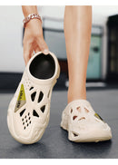 Men's Summer EVA Crocs with 3 Color Options - Breathable, Non-Slip, Comfortable Beach & Casual Sandals(white&black)