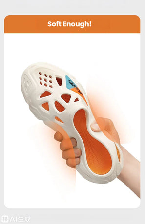 Men's Summer EVA Crocs with 3 Color Options - Breathable, Non-Slip, Comfortable Beach & Casual Sandals(white&orange)