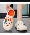 Men's Summer EVA Crocs with 3 Color Options - Breathable, Non-Slip, Comfortable Beach & Casual Sandals(white&orange)