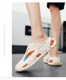 Men's Summer EVA Crocs with 3 Color Options - Breathable, Non-Slip, Comfortable Beach & Casual Sandals(white&orange)