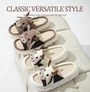 Unisex Cow Cartoon Linen Slippers: EVA Thick Sole Non-Slip Beach Sandals for Couples & Parent-Child, 7 Styles(purple)
