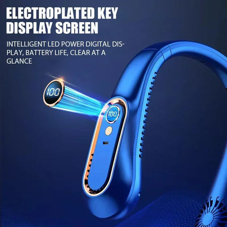 NNEOBA Neck Bladeless Fan Mini Portable-Blue