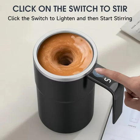 380ML Self-Stirring Electric Coffee Mug Black and White Cup