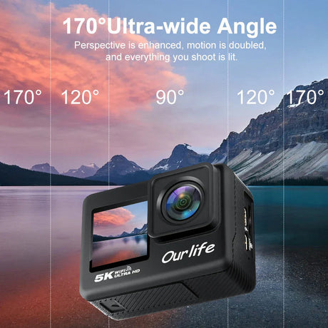 5K Action Camera with Touchscreen Waterproof Black