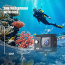 4K Action Camera 30M Waterproof Sports Cam Balck