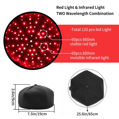 Hair Growth Cap LED Treatment Helmet Black