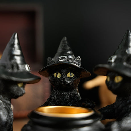 Halloween Witch Cat Sculpture Figurine