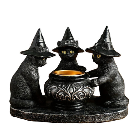 Halloween Witch Cat Sculpture Figurine