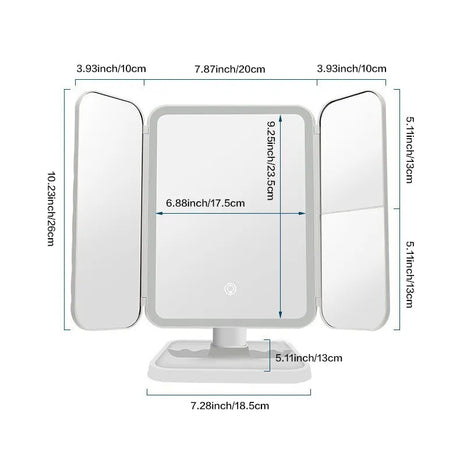 Trifold LED Makeup Mirror Beauty Lights