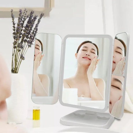 Trifold LED Makeup Mirror Beauty Lights