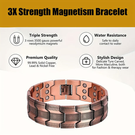 3X Strong Copper Magnetic Bracelet for Men