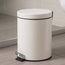 5L Round Lidded Trash Can Foot Pedal Garbage Bin for Kitchen Bathroom Hotel-White