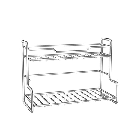 304 Stainless Steel Two Layers Tabletop Storage Rack Kitchen Spice Rack Bathroom Cosmetics Mouthwash Cup Organizer Shelf-Silver