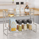 304 Stainless Steel Two Layers Tabletop Storage Rack Kitchen Spice Rack Bathroom Cosmetics Mouthwash Cup Organizer Shelf-Silver