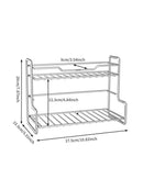 304 Stainless Steel Two Layers Tabletop Storage Rack Kitchen Spice Rack Bathroom Cosmetics Mouthwash Cup Organizer Shelf-Silver