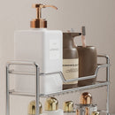 304 Stainless Steel Two Layers Tabletop Storage Rack Kitchen Spice Rack Bathroom Cosmetics Mouthwash Cup Organizer Shelf-Silver