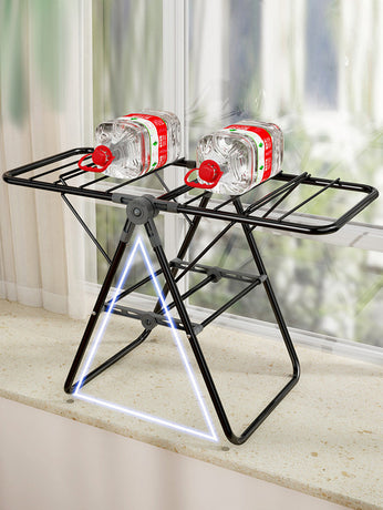 2-Tier Foldable Clothes Drying Rack  for Balcony Bay Window-White