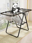 2-Tier Foldable Clothes Drying Rack  for Balcony Bay Window-White