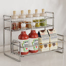 Stainless Steel Two Layers Storage Shelf Kitchen Spice Rack Bathroom Cosmetics Mouthwash Cup Organizer Storage Rack-Silver