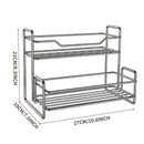 Stainless Steel Two Layers Storage Shelf Kitchen Spice Rack Bathroom Cosmetics Mouthwash Cup Organizer Storage Rack-Silver
