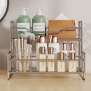Stainless Steel Two Layers Storage Shelf Kitchen Spice Rack Bathroom Cosmetics Mouthwash Cup Organizer Storage Rack-Silver