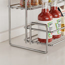 Stainless Steel Two Layers Storage Shelf Kitchen Spice Rack Bathroom Cosmetics Mouthwash Cup Organizer Storage Rack-Silver