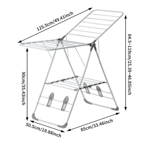 Floor-Standing Folding Wing-Shaped Drying Rack-White